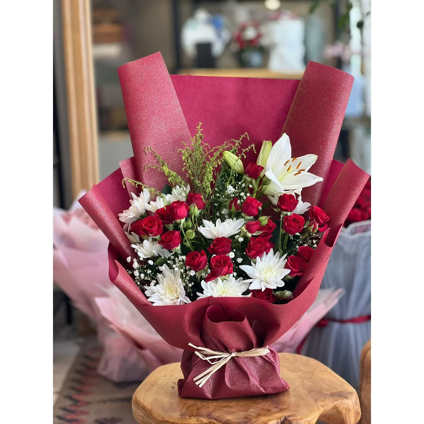 Mixed Natural Burgundy Pink Bouquet