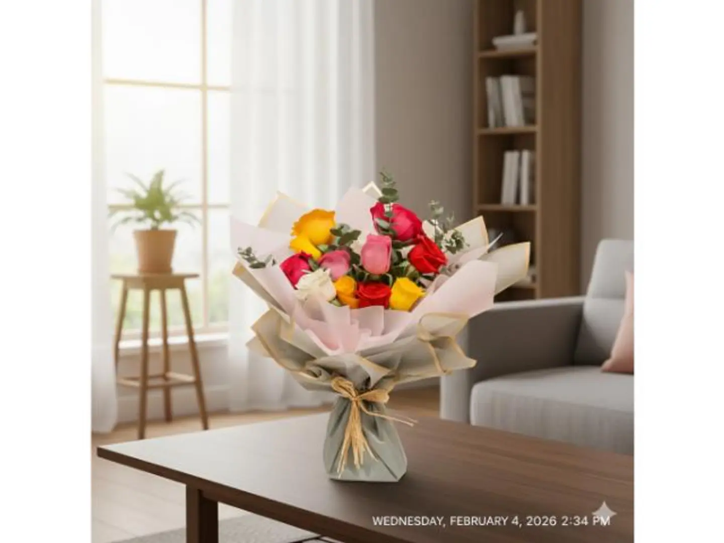 باقة زهور بألوان مختلطة زهور