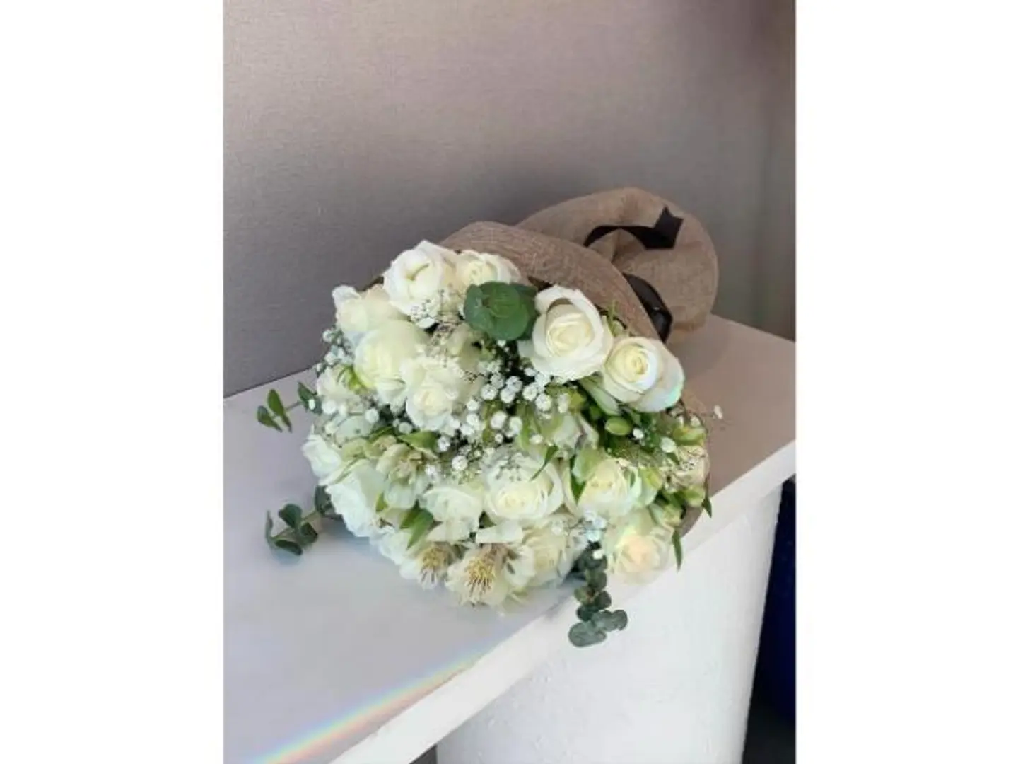 White Rose Burlap Wrap
