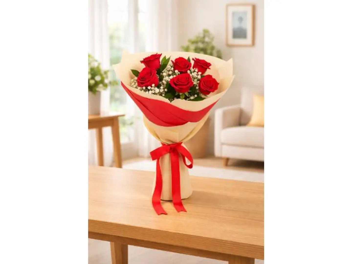 باقة زهور حمراء من جمال الحب