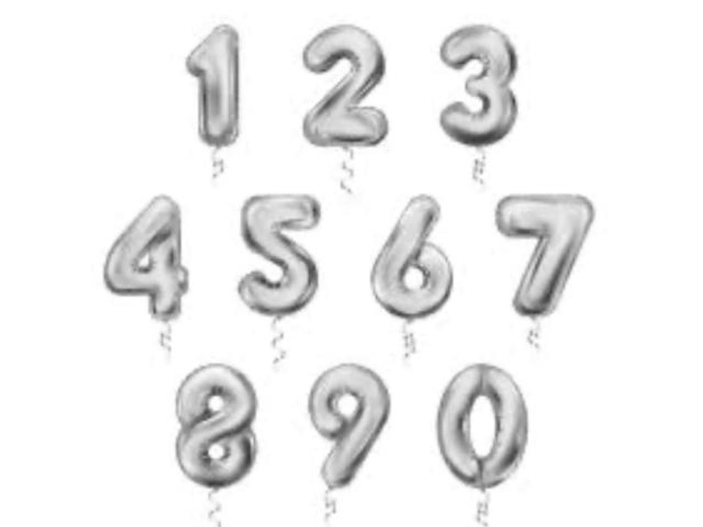 Silver Numbers Helium Balloon
