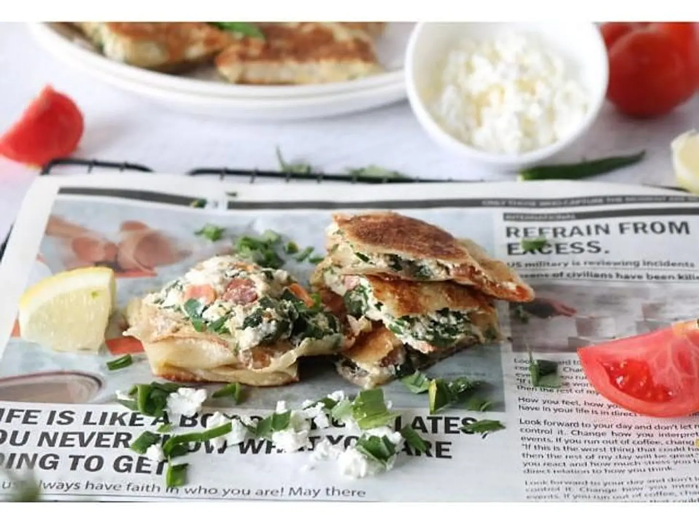 مطبق جبنة بيضاء خضار