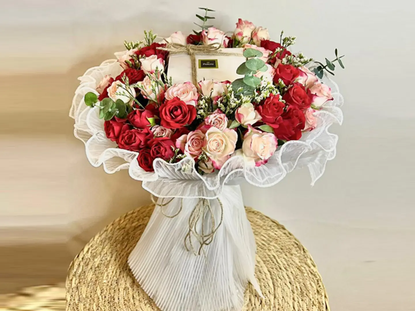 Patchi Chocolate With A Bouquet Of Natural Flowers