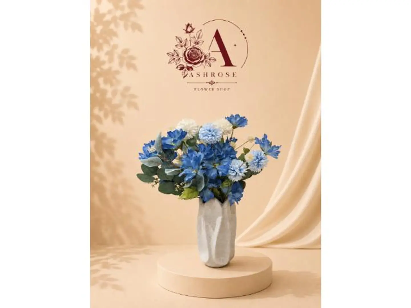 Luxury Blue Artificial Flower Vase