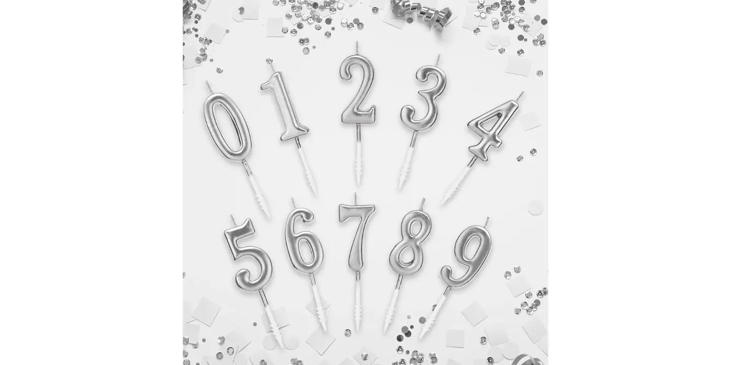 Silver Number Candles