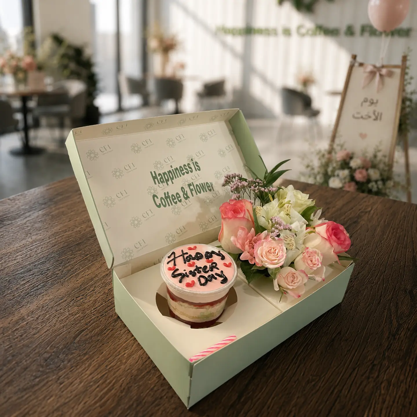 Sister’s Day Box Flowers & Cupcake