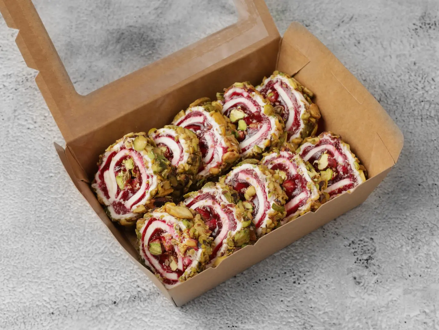 Milk Turkish Delight With Pomegranate And Pistachio Filling