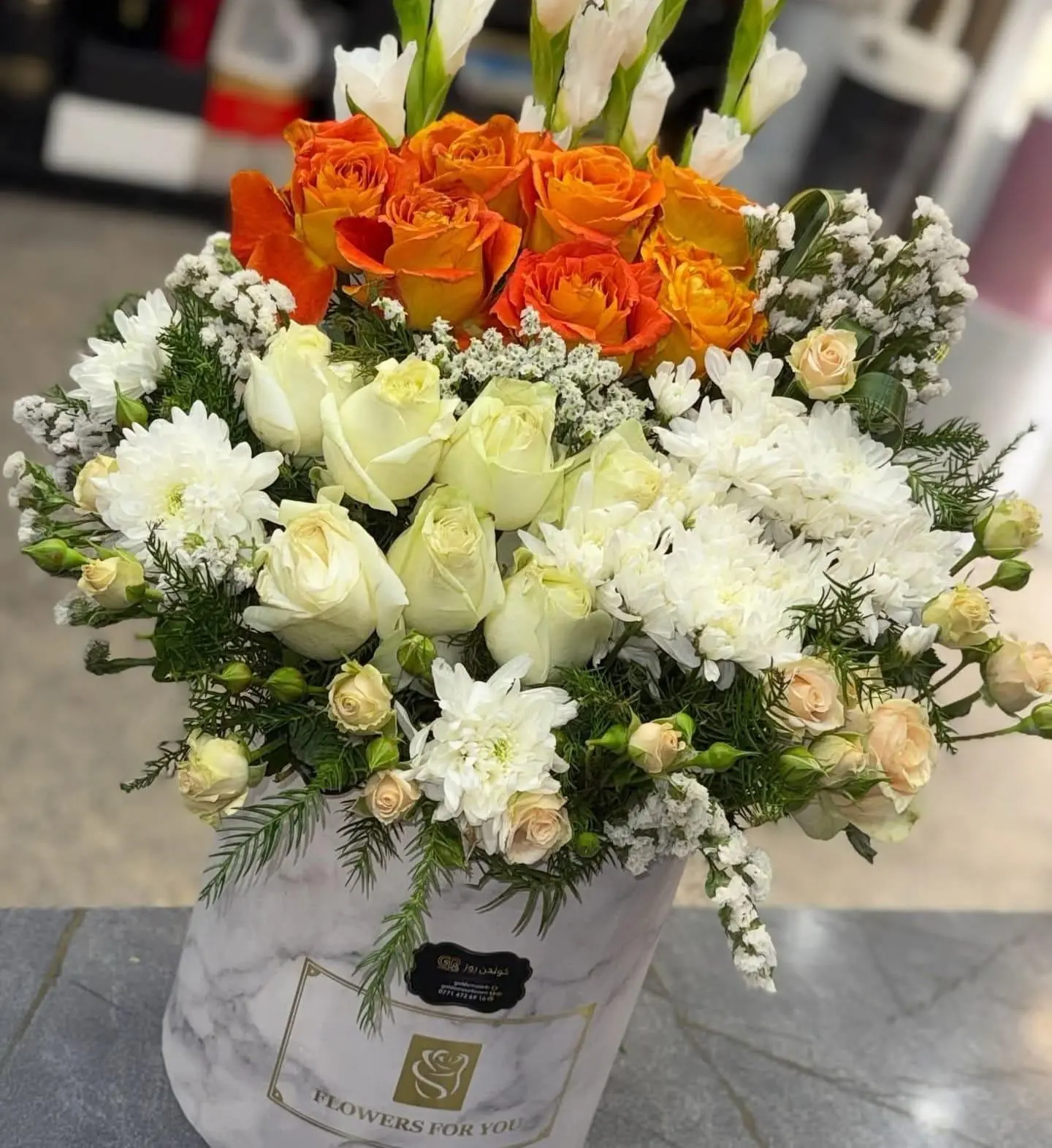 Bouquet In Round Box