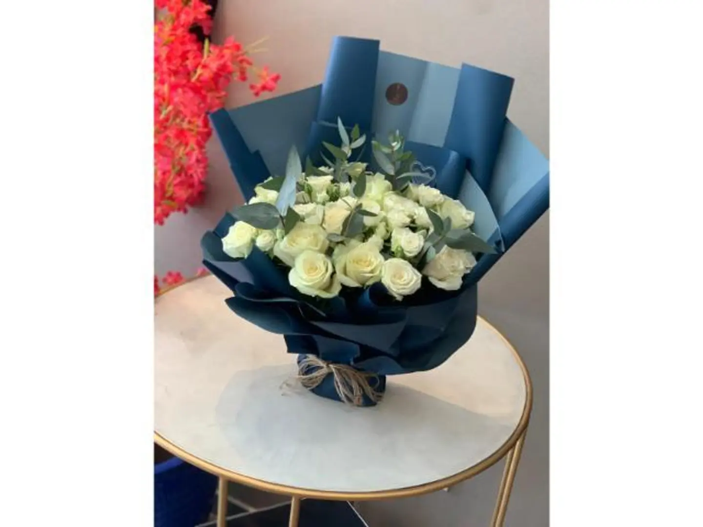 White Rose And Baby Rose Base Arrangement