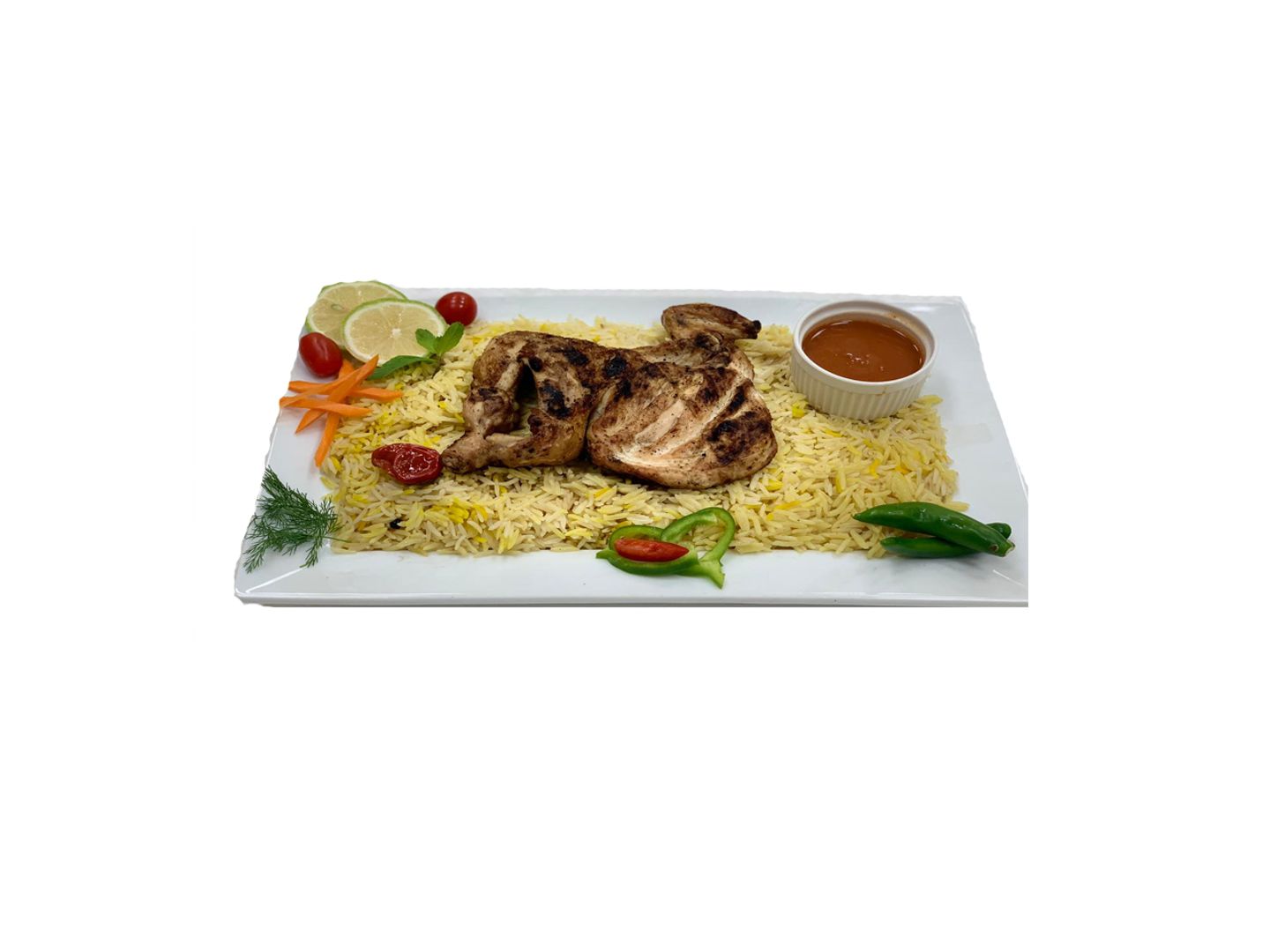 نصف دجاجة مظبي مع أرز مندي