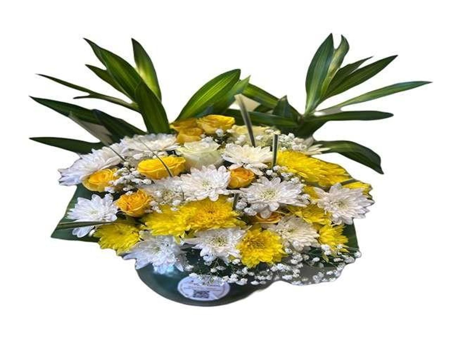 فازة ورد اصفر مع ابيض