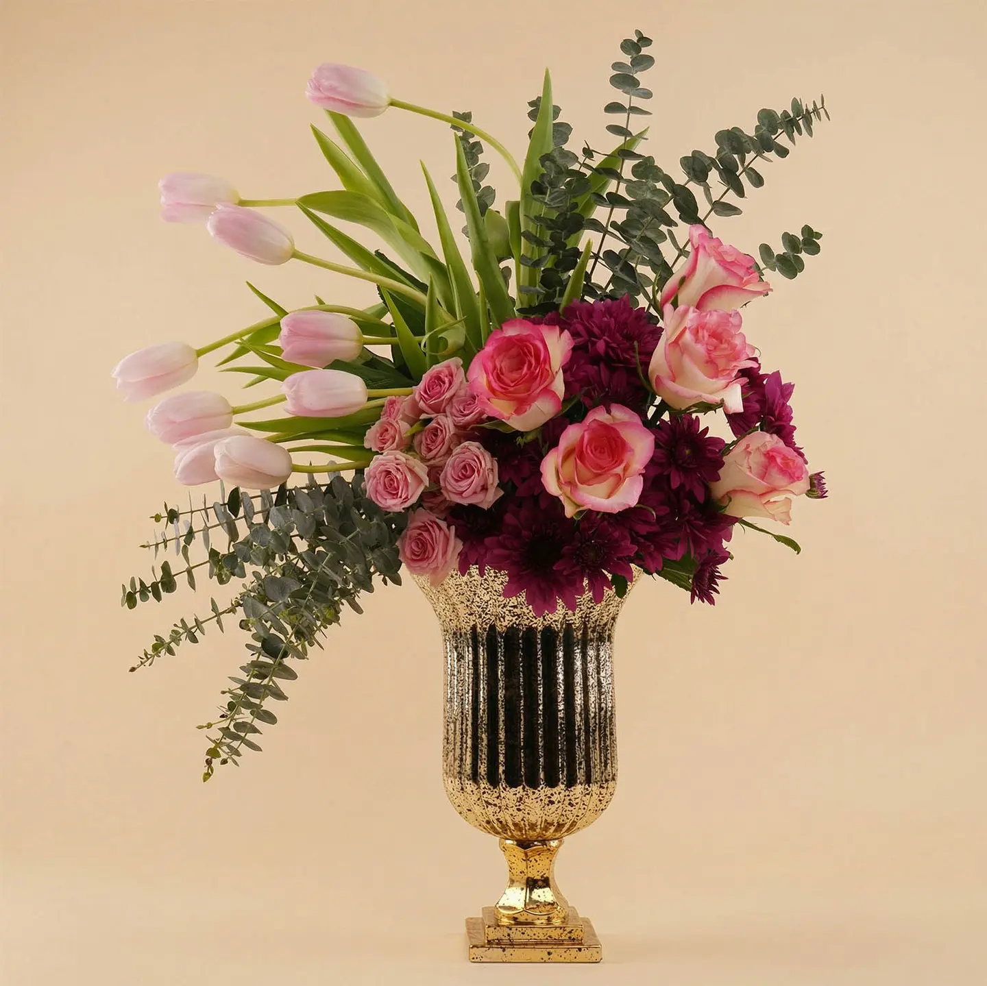 You Are The Queen Vase Of Roses And Pink Tulips