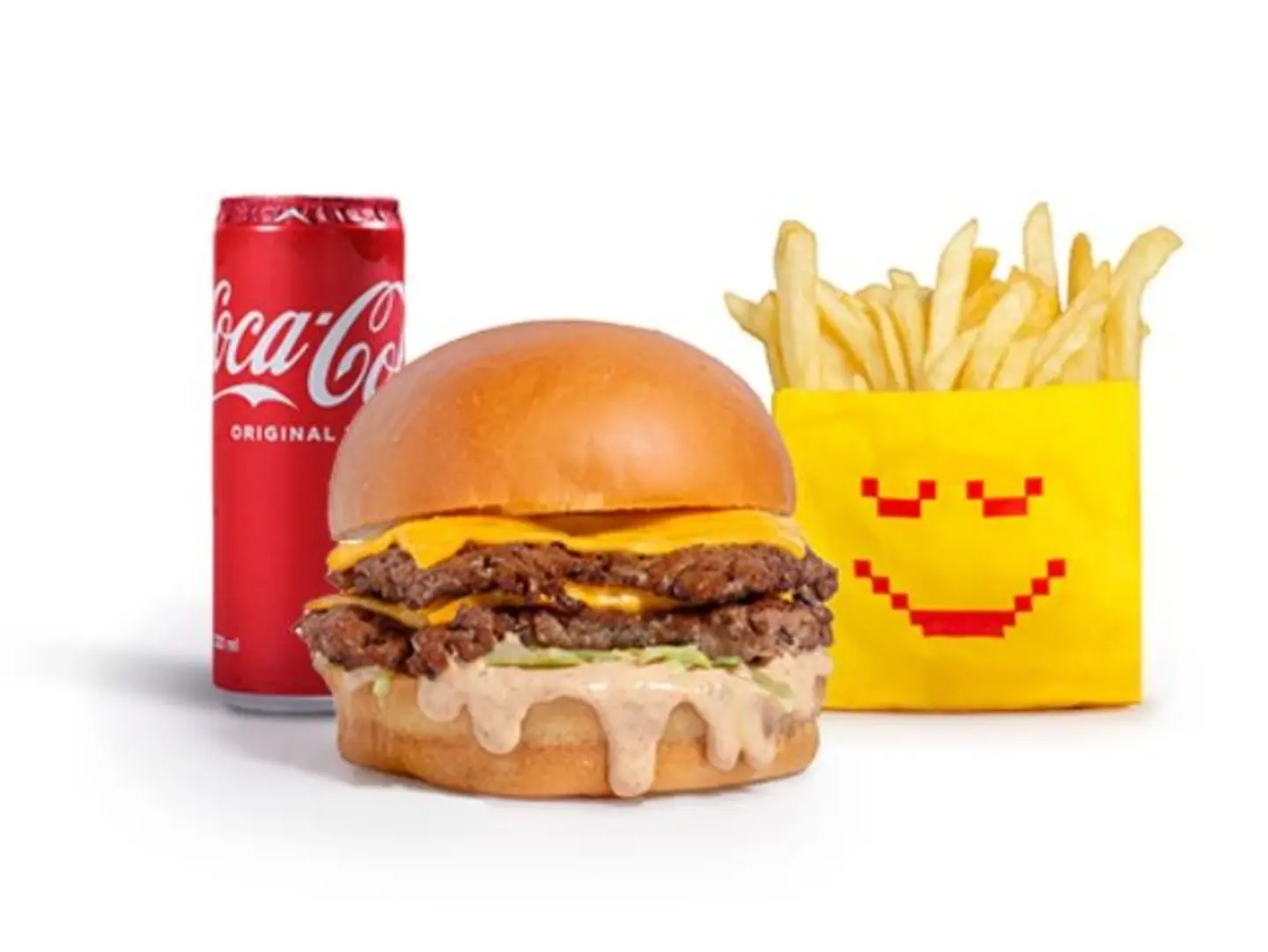 Double Beef Burger With Fries And Drink