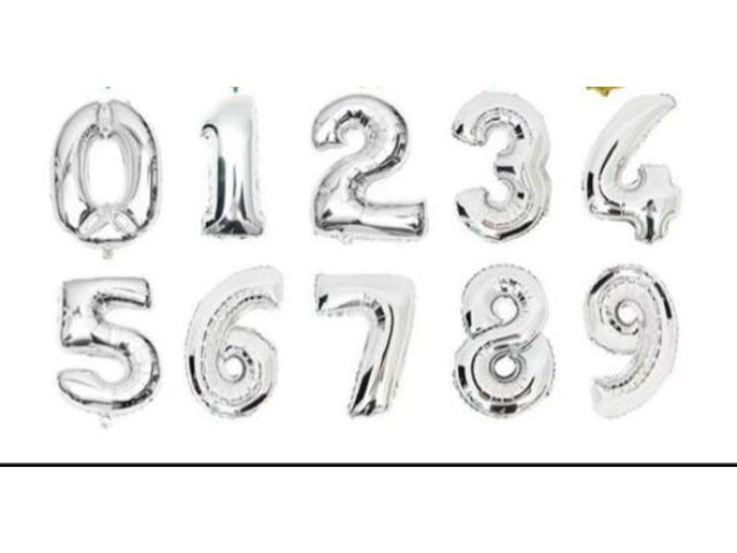 Large Silver Number Helium Balloon