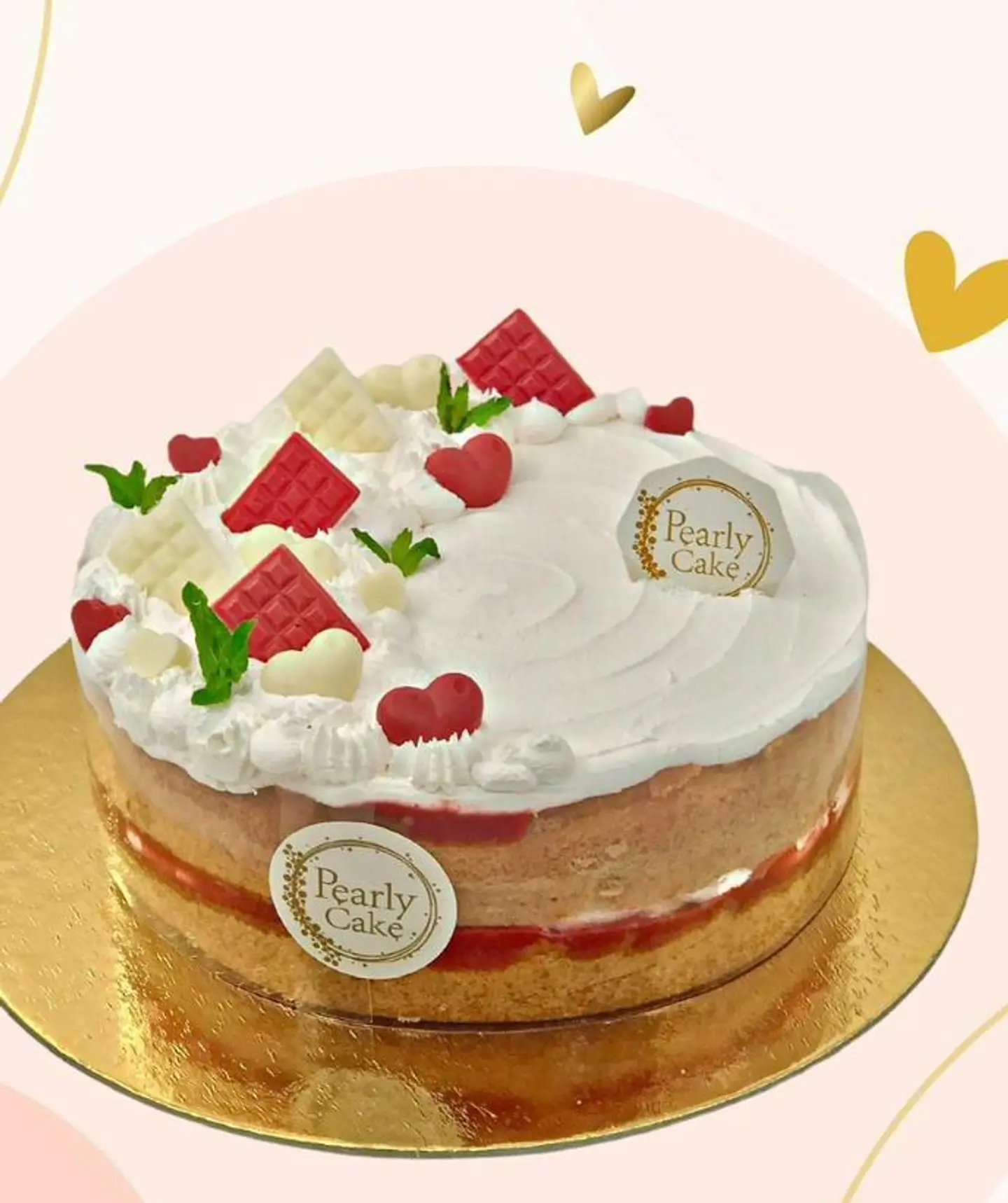 Pearly Naked Cake Strawberry - Pearly Naked Cake Strawberry 6 Inch