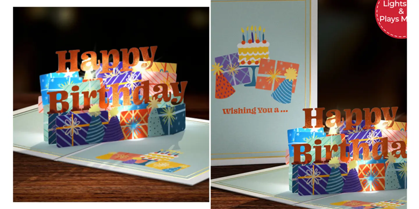 Pop Up Greeting Card With A Blooming Birthday Design