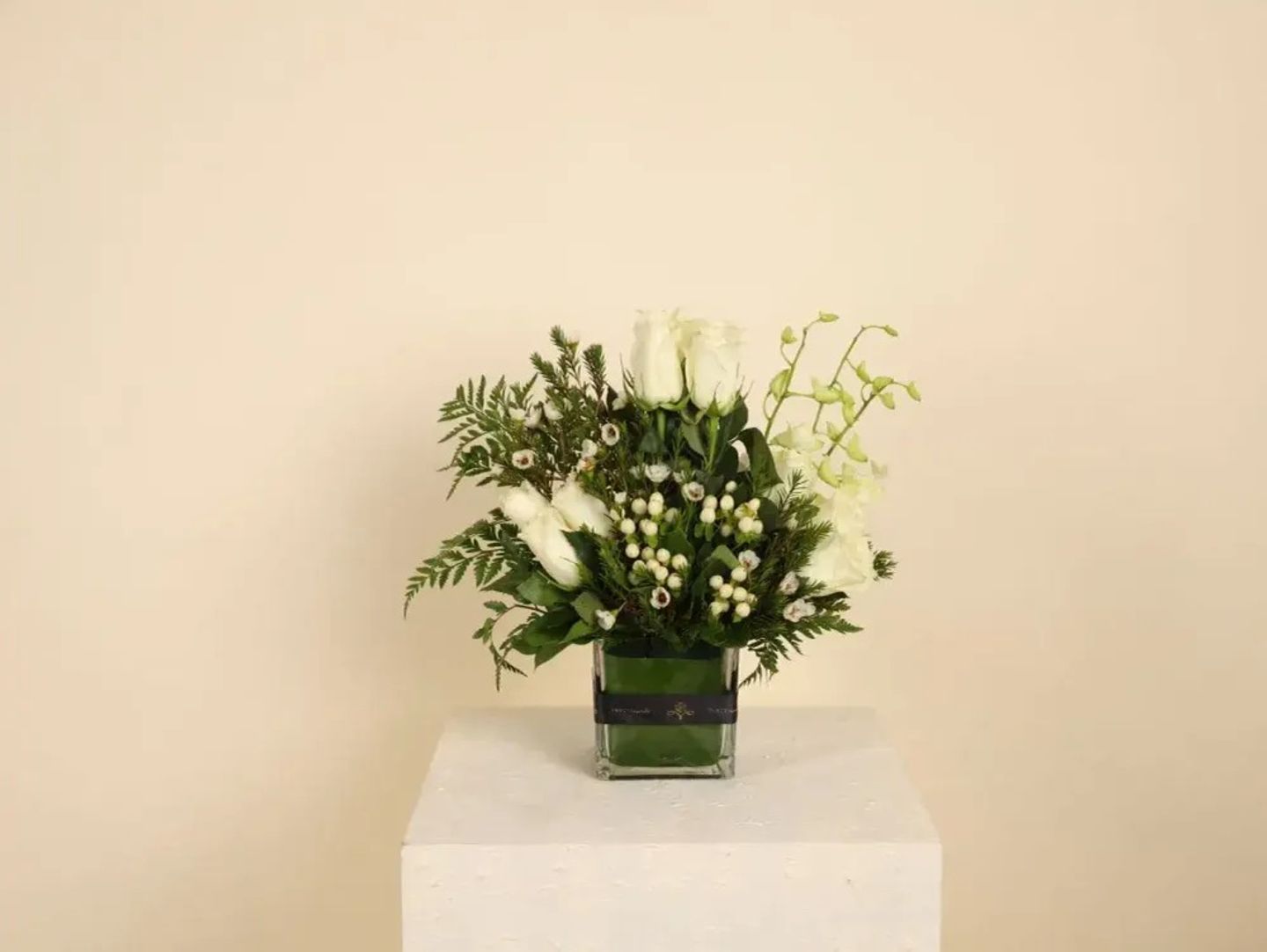 Roses Vase And White Orchid