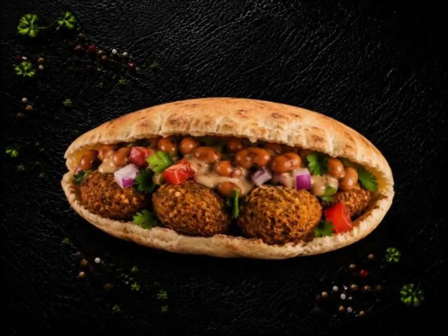 Falafel And Fava Bean Sandwich
