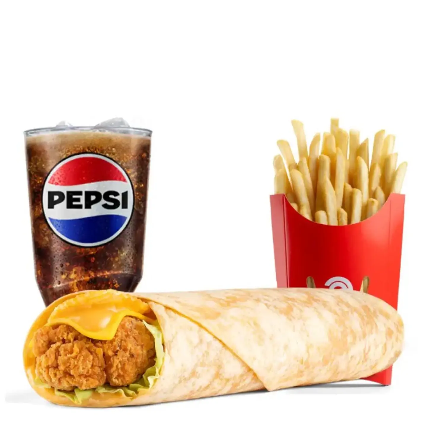 Large Tortilla Meal With Pepsi And Fries