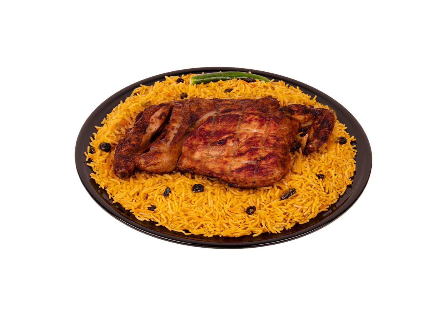 Half A Spicy Charcoal Grilled Chicken With Peshawari, Bukhari, Or Mixed Rice