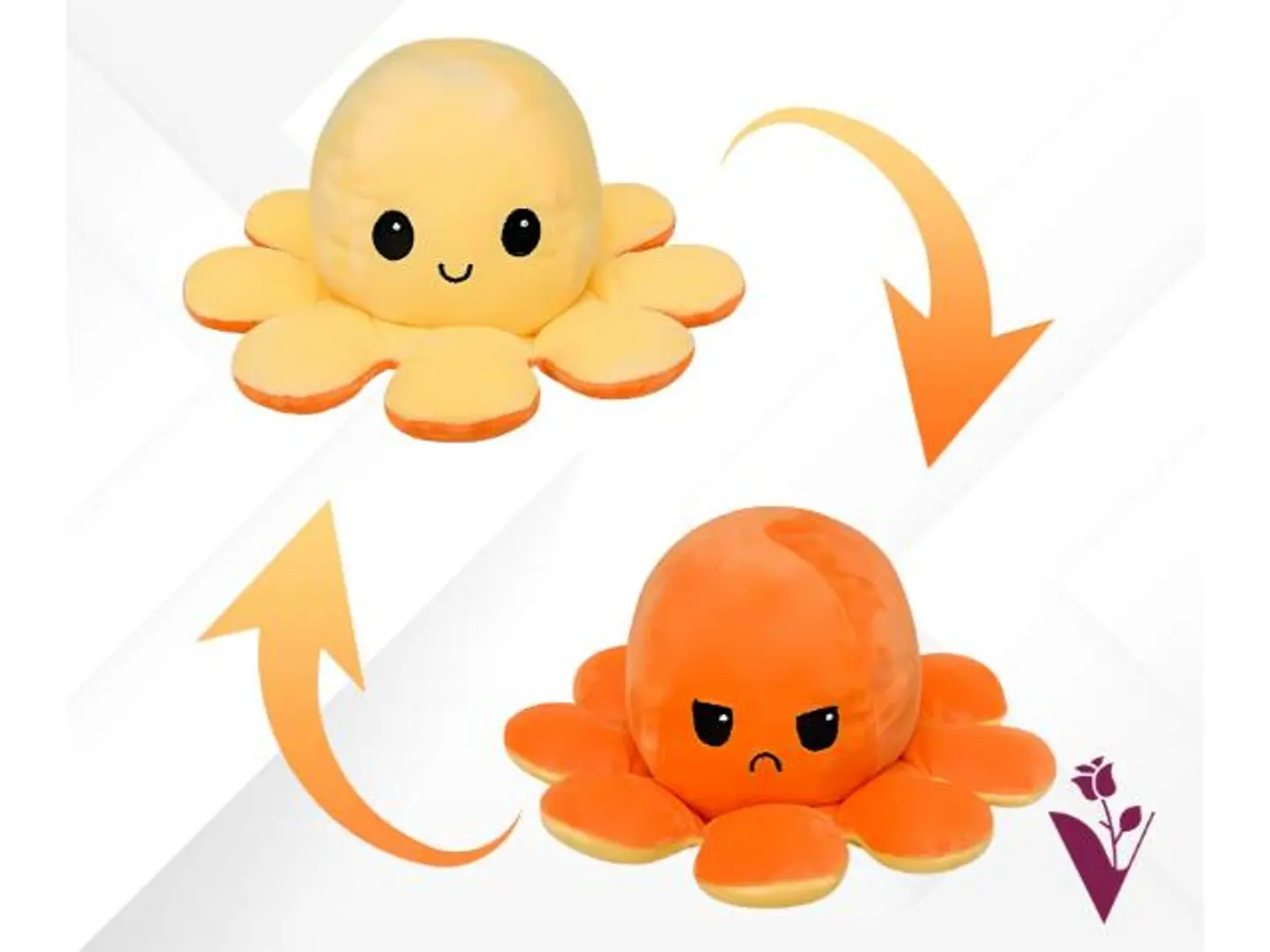 دمية أخطبوط ذو الوجهين من أصفر إلى برتقالي