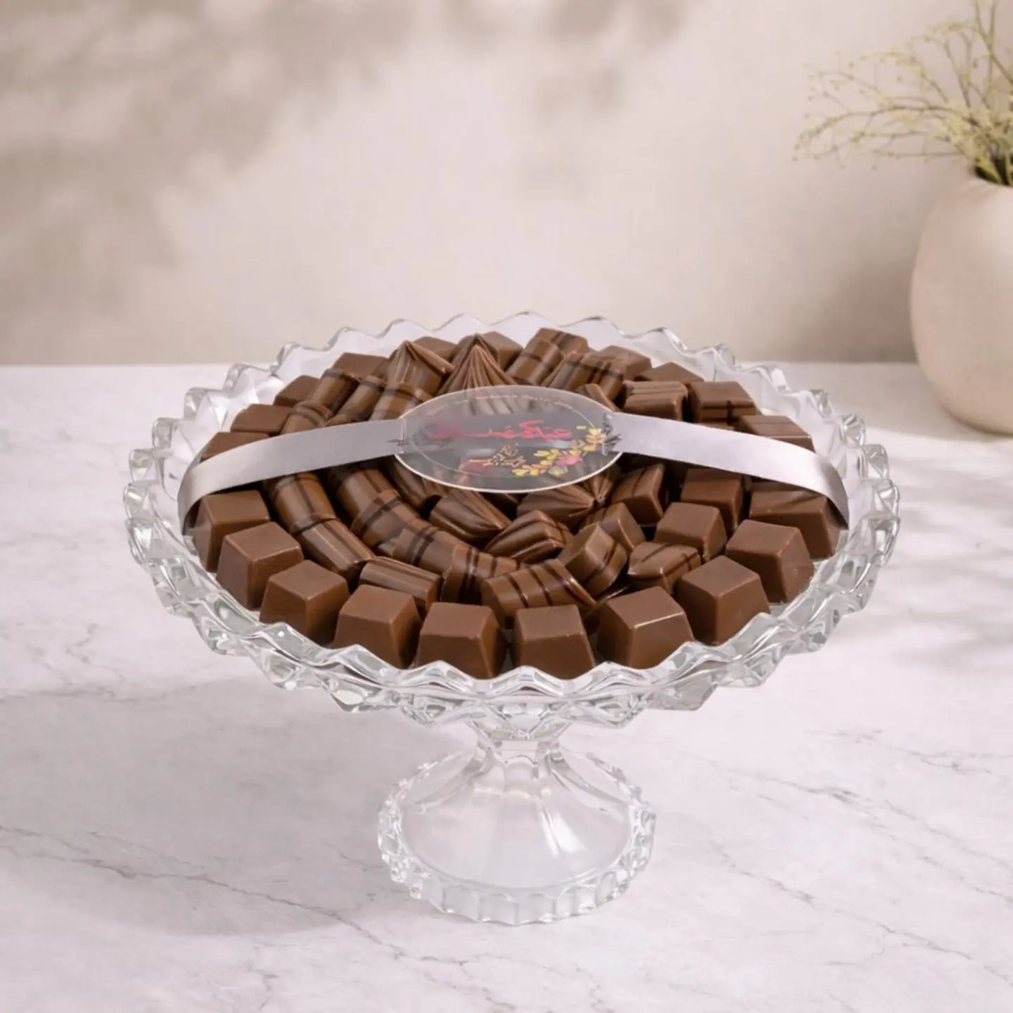 Large Faceted Crystal Belgian Chocolate Vase – Assorted Fillings