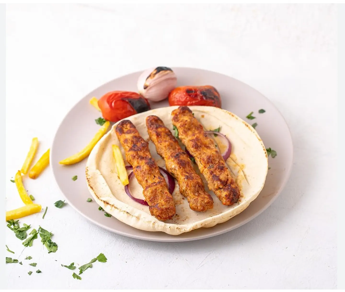 Chicken Kabab With Rice And Drink