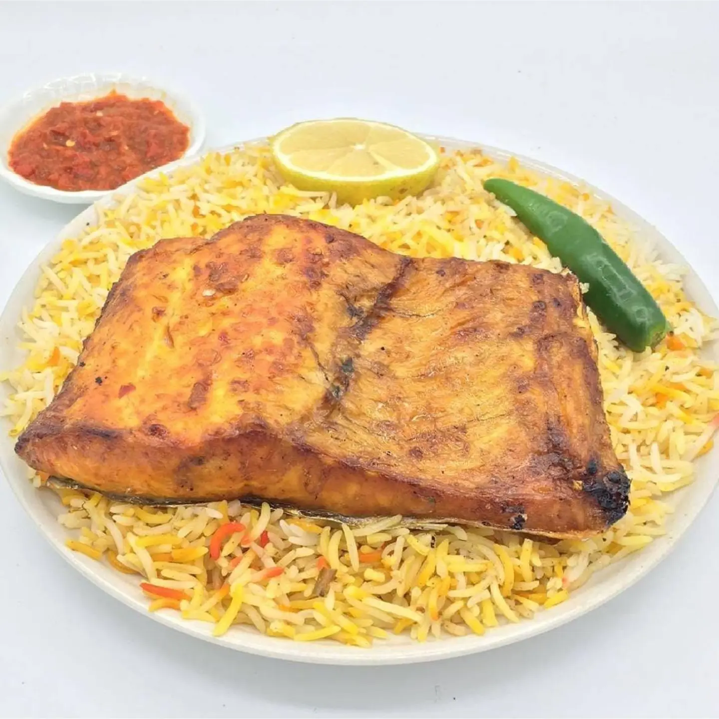 Tanoor Salmon Fish - Salmon Tandoor Fish With Hadrami Rice