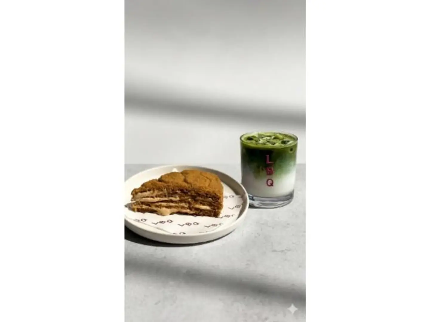 Matcha With Honey Cake