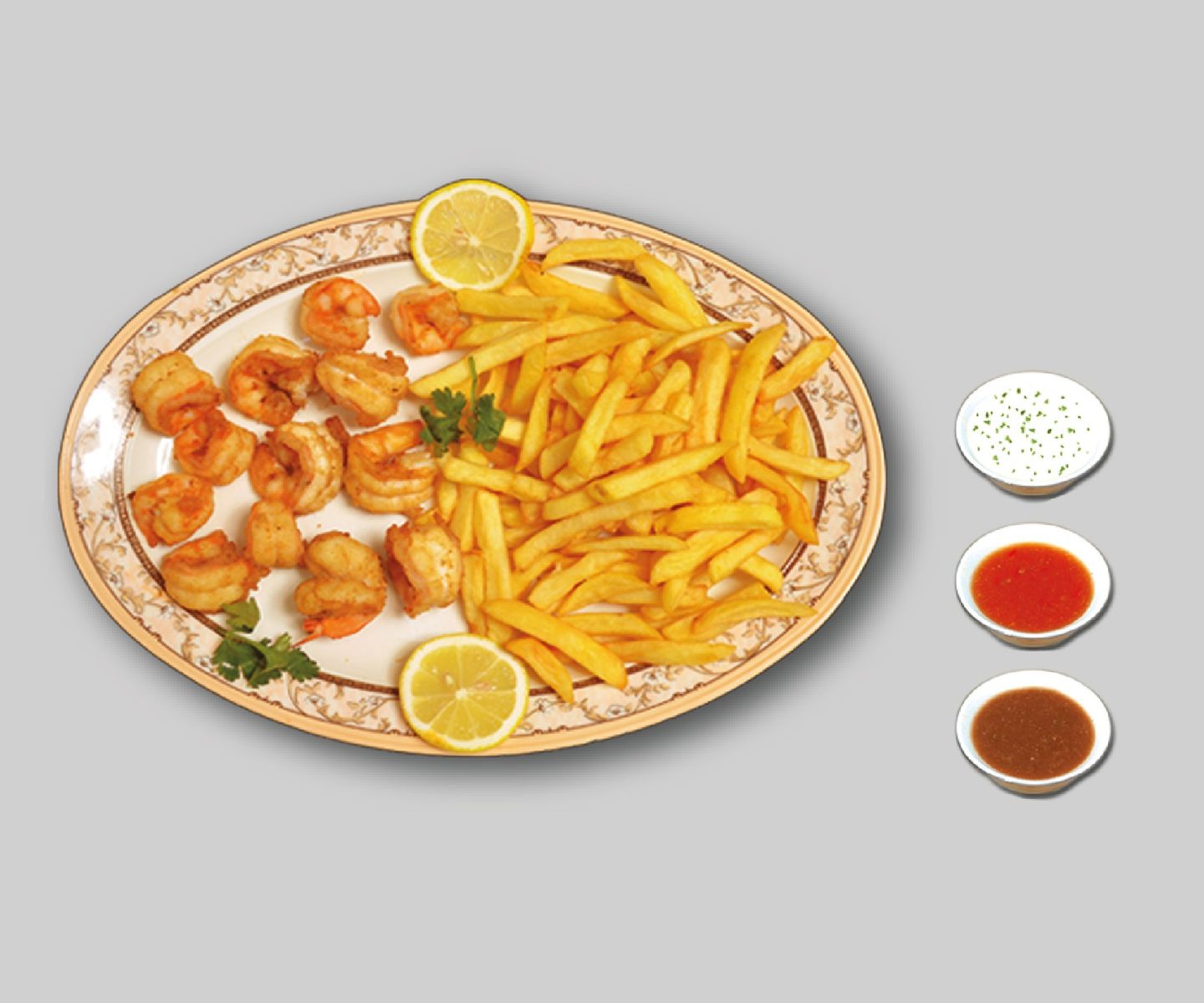 وجبة جمبري مع بطاطس