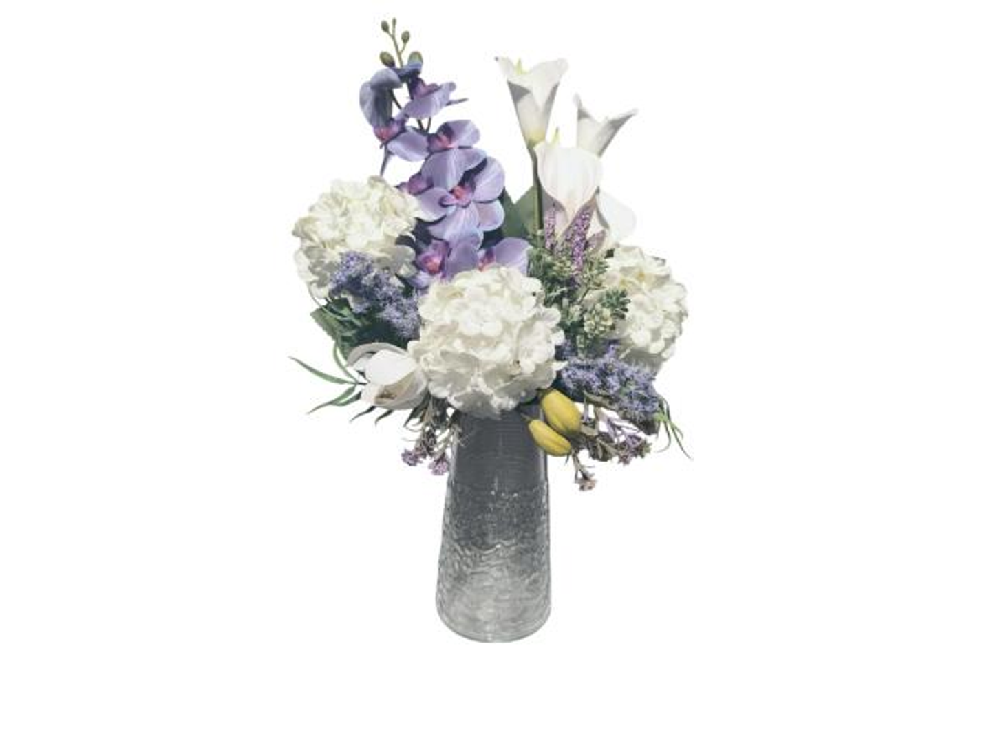 فازة شفاف مع ورد صناعي