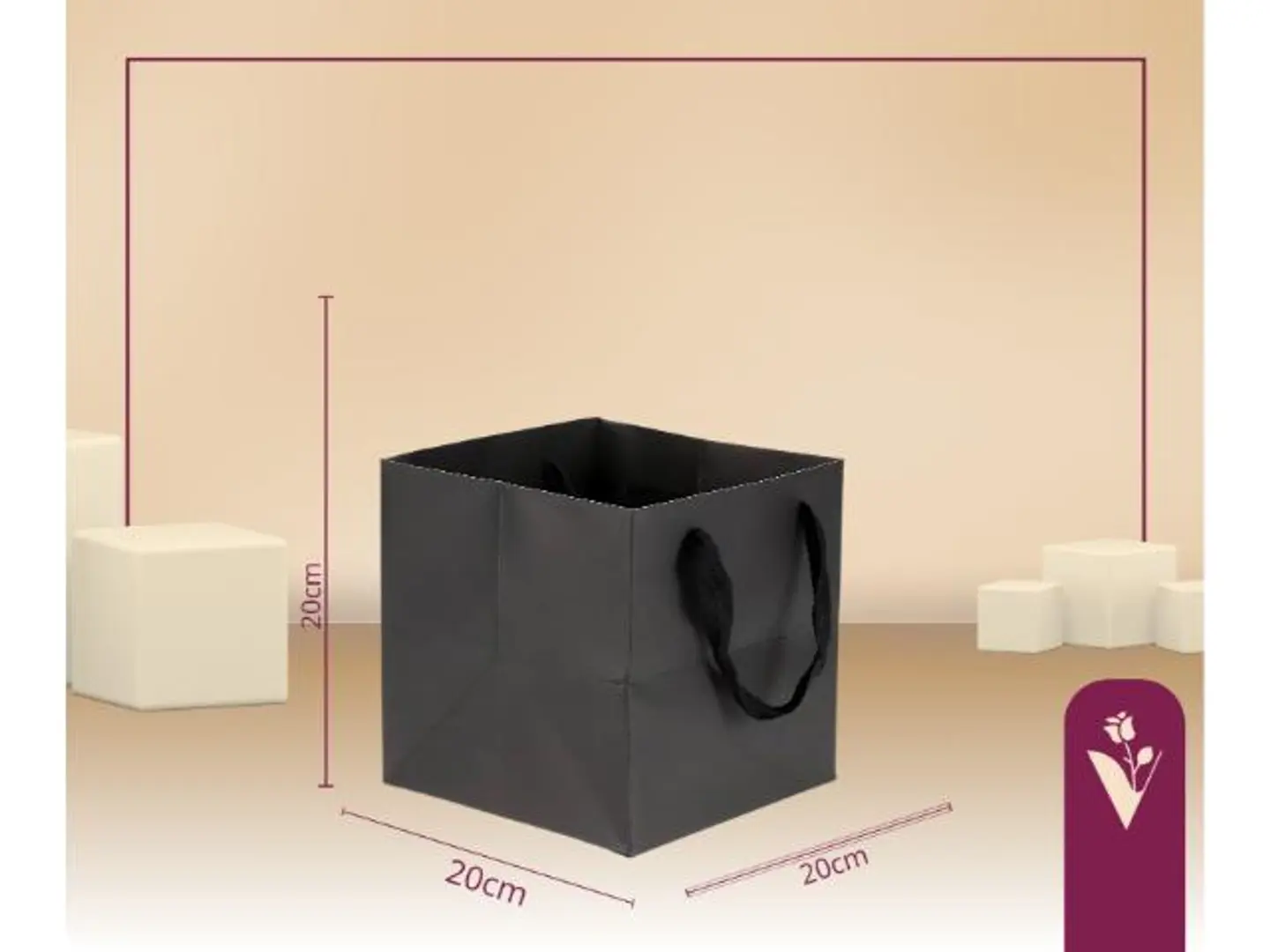 أكياس هدايا قاعدة مربع وسط أسود