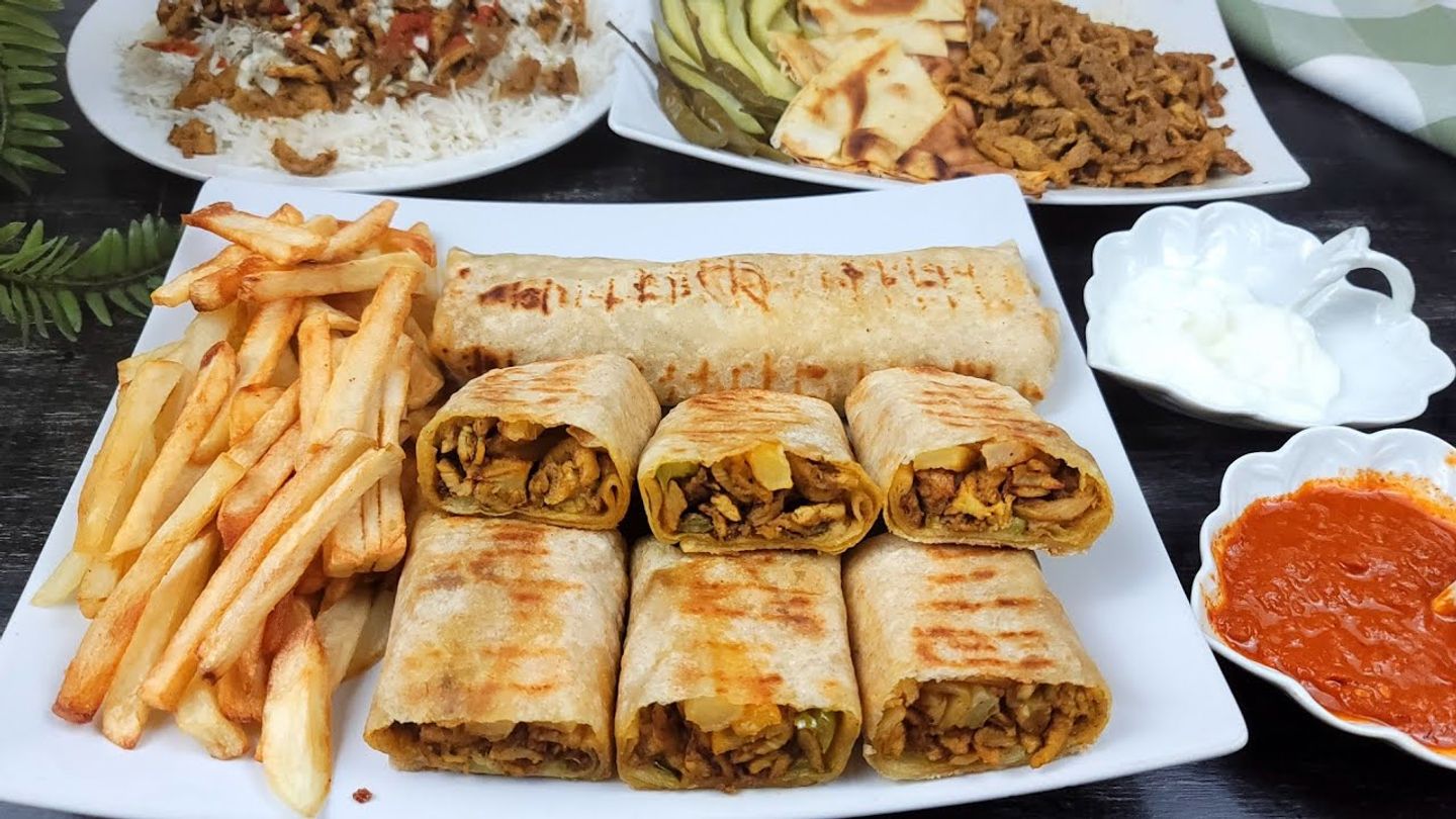 صحن شاورما محمرة جبن