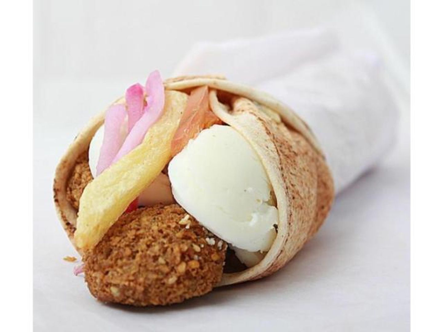 Mixed Falafel Sandwich With Eggs