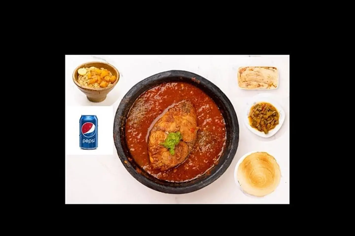 طاجن سمك ديراك +فته مرق +بيبسي ((حبه لحوح كبير +ايدام بامية +حلبة مجانا))