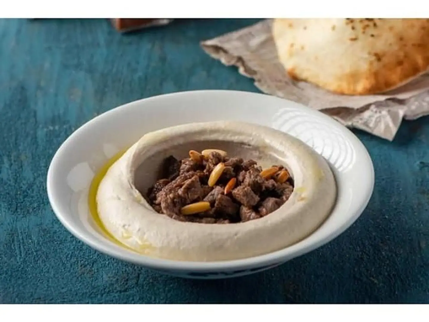 Plate Of Hummus With Meat