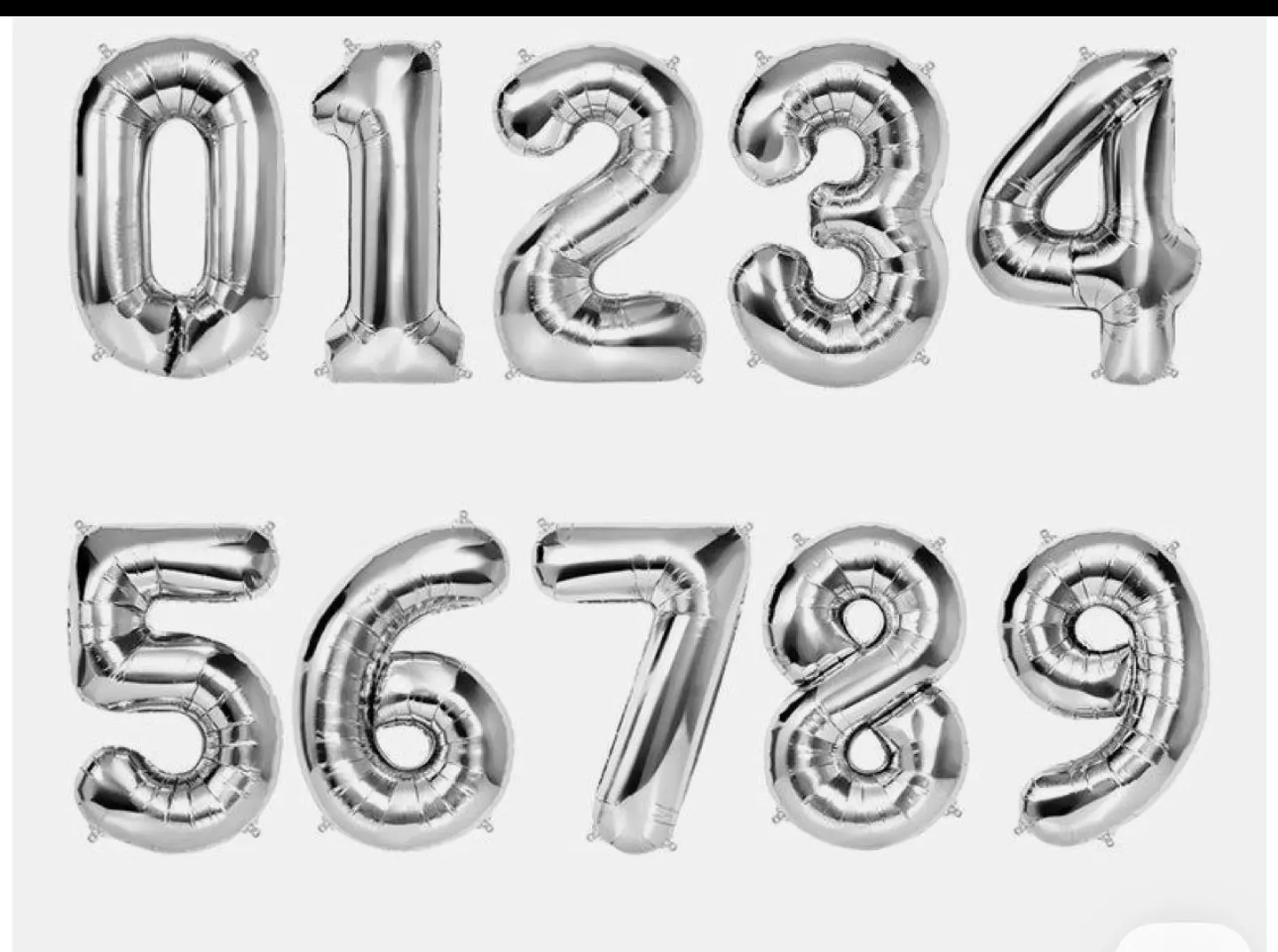 بالونات ارقام هيليوم لون فضي