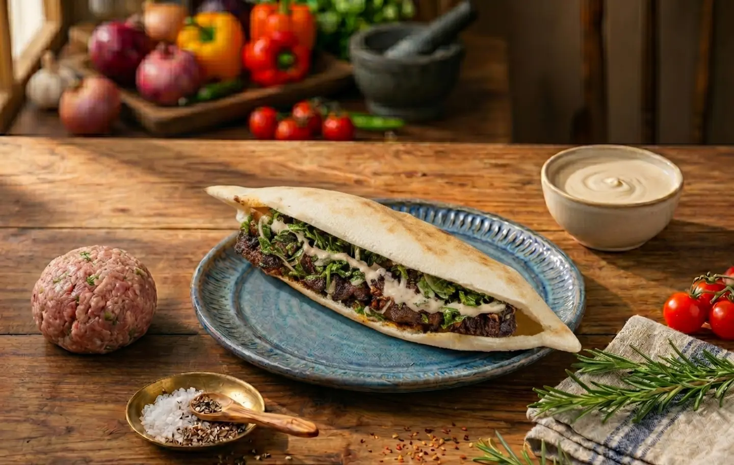 Lamb Skewers Sandwich