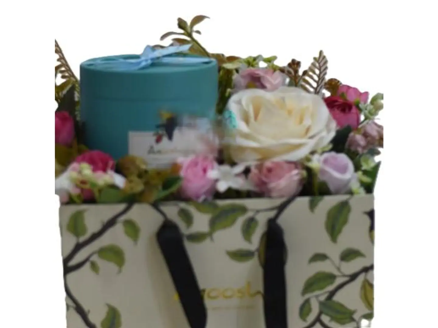 Anoush Chocolate With Artificial Rose Arrangement