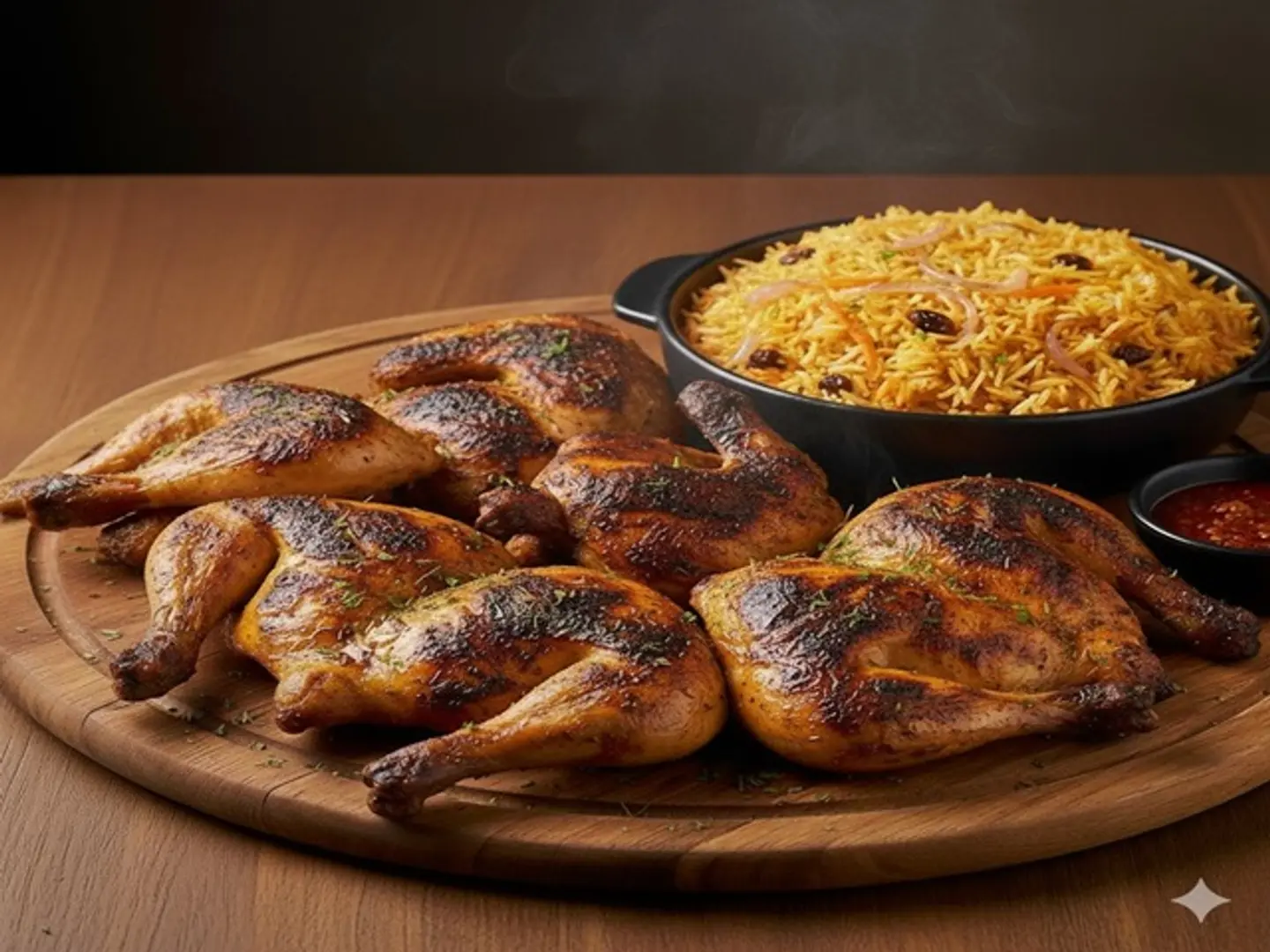 One And A Half Grilled Chickens With Rice