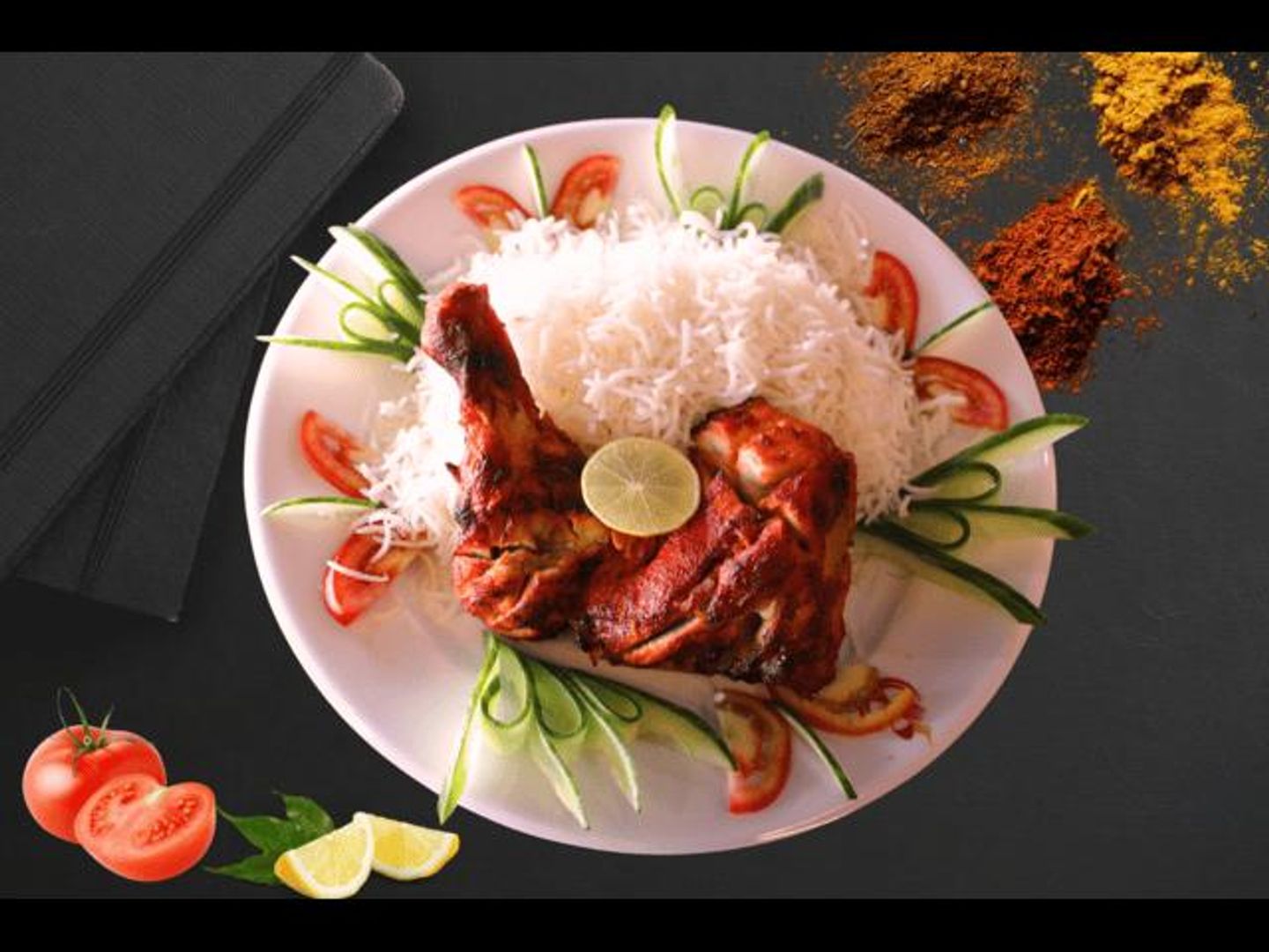 Chicken Tikka Leg Piece With White Rice