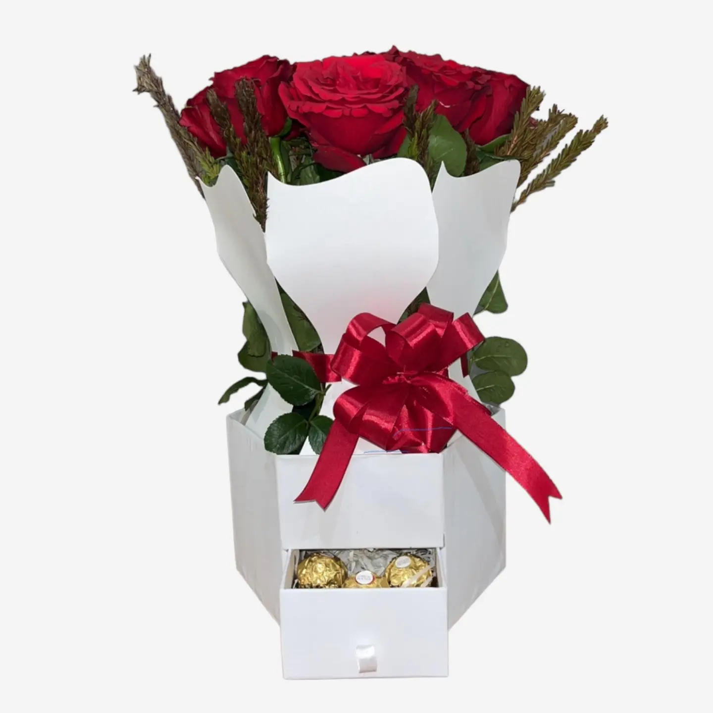 باقة ورد مع شوكولاتة