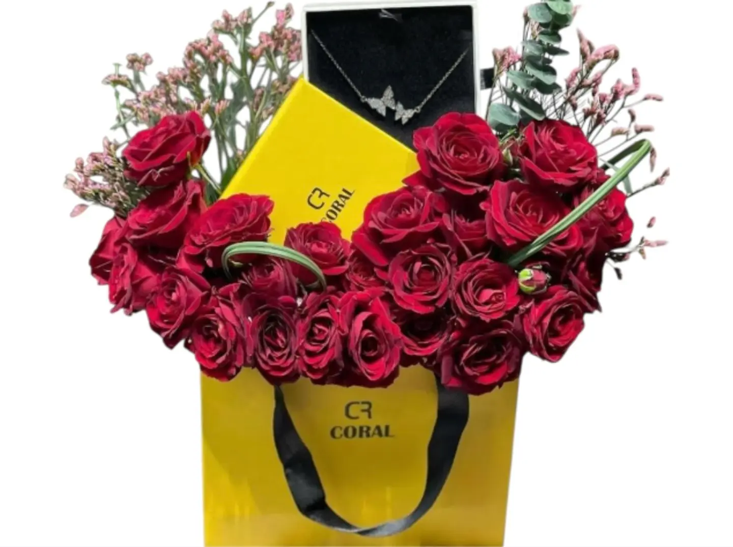 تنسيق جوري احمر مع سلسال