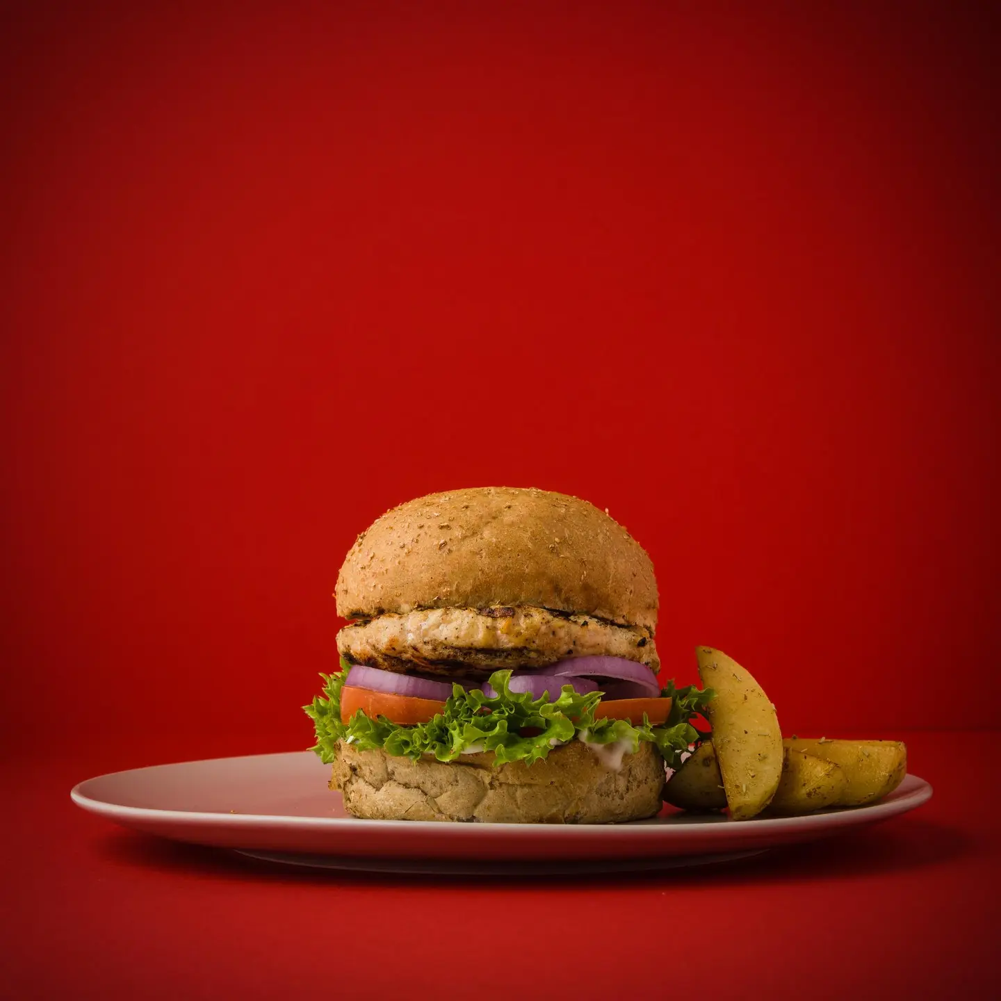 Chicken Burger With Potato Wedges