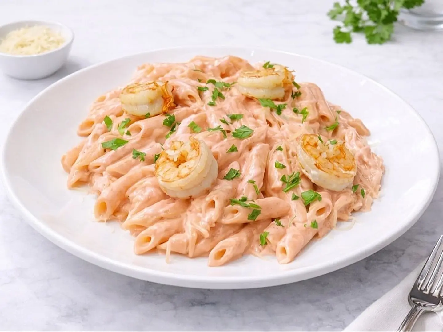 مكرونة روبيان بالصوص البينك