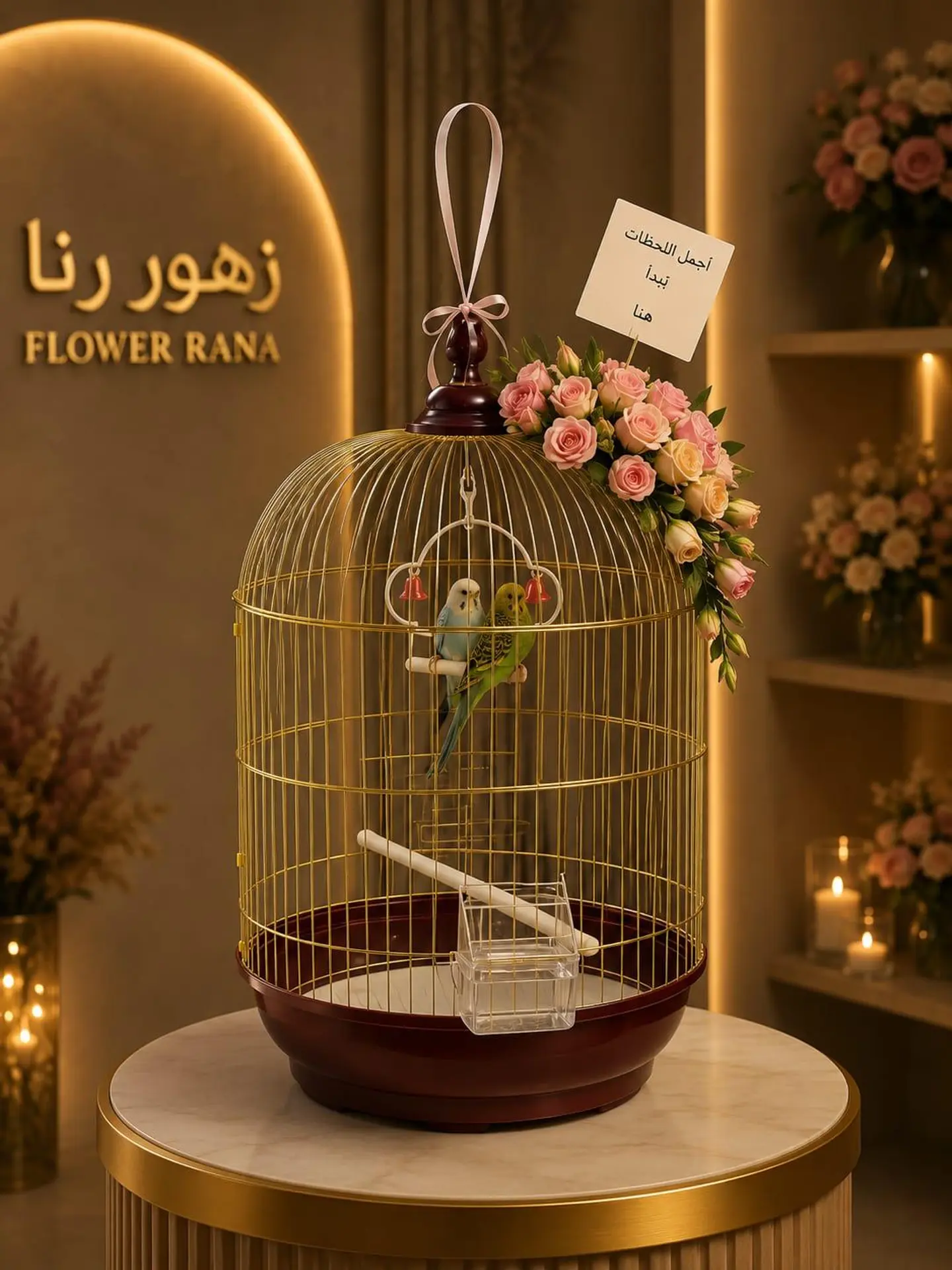 Lovebirds With Roses 3