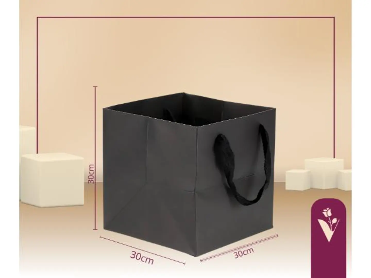 أكياس هدايا قاعدة مربع وسط أسود