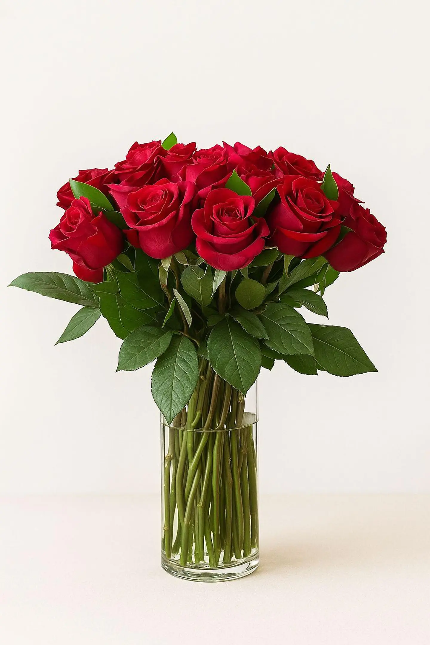 A Lovely 25 Red Rose Bouqet With Vase