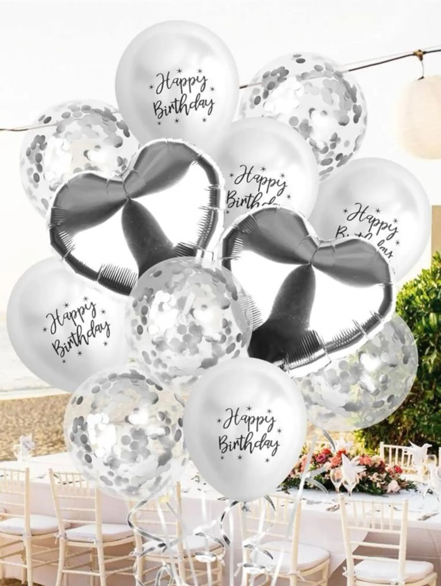 Happy Birthday Set Balloon Silver 1
