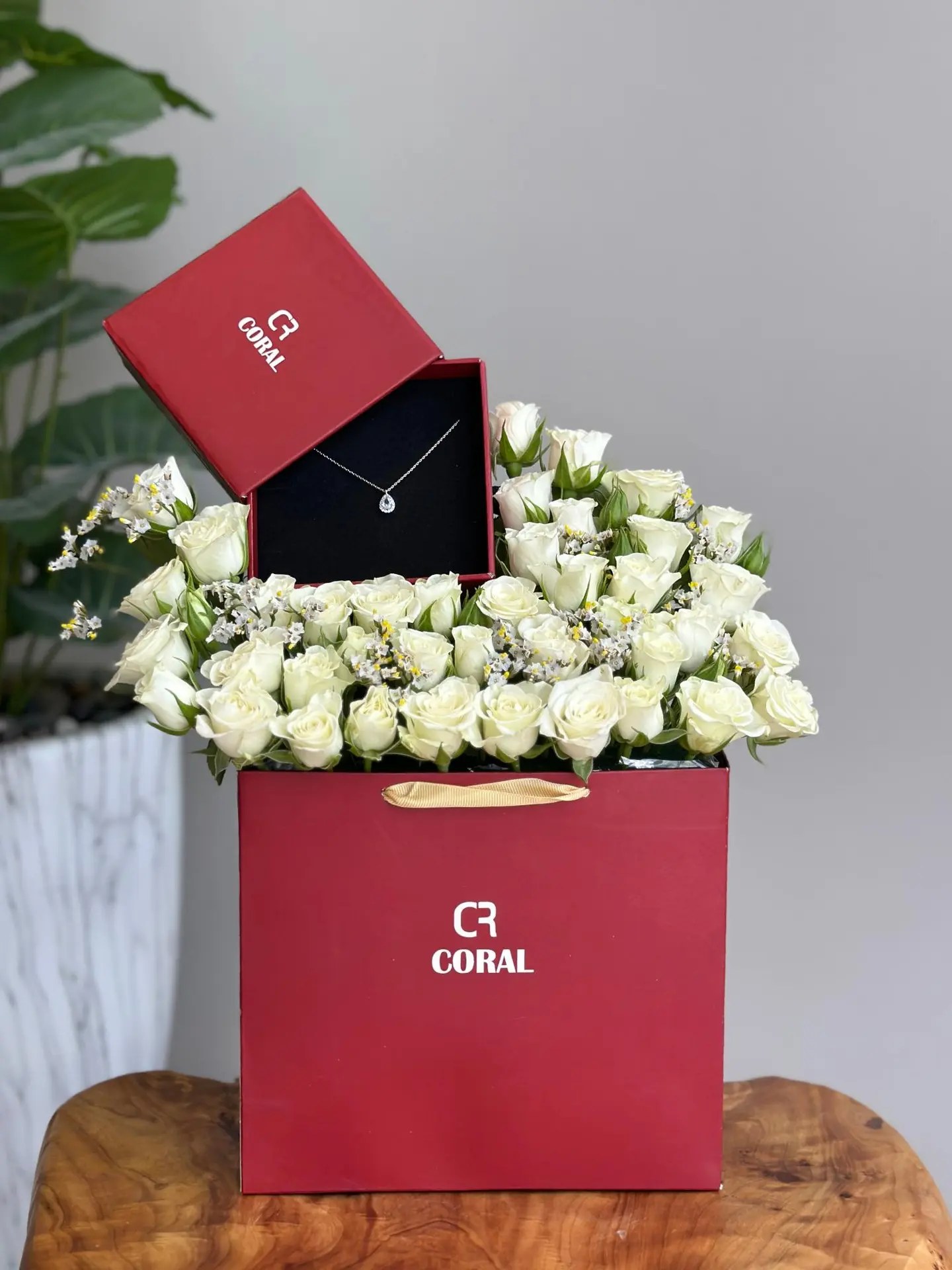 Coral Brand Silver Chain Arrangement B